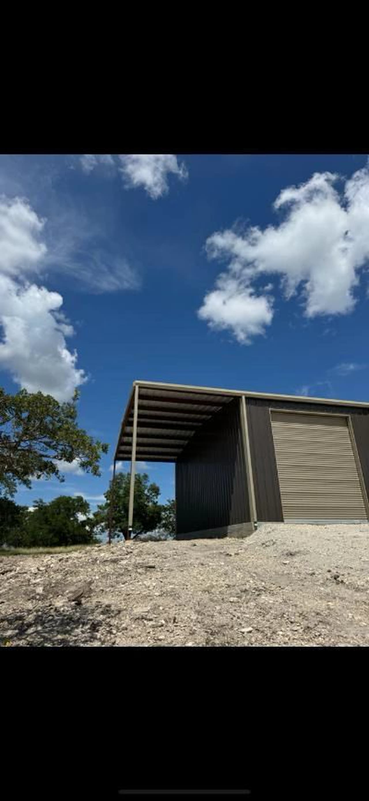Custom barndominium frame, Central Texas ranch property